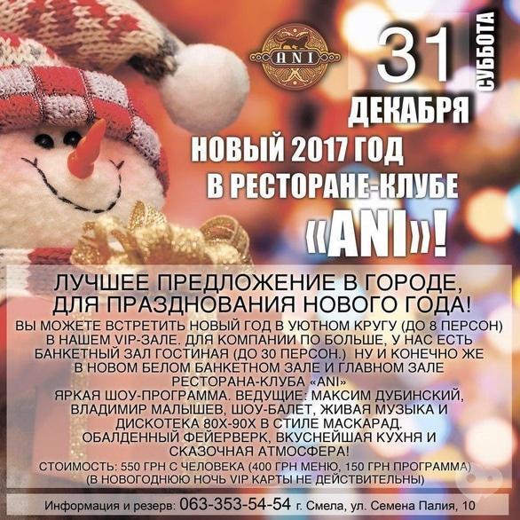 Вечірка - Новий 2017 рік у ресторані-клубі 'ANI'