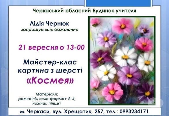 Навчання - Майстер-клас картина з шерсті 'Космея'