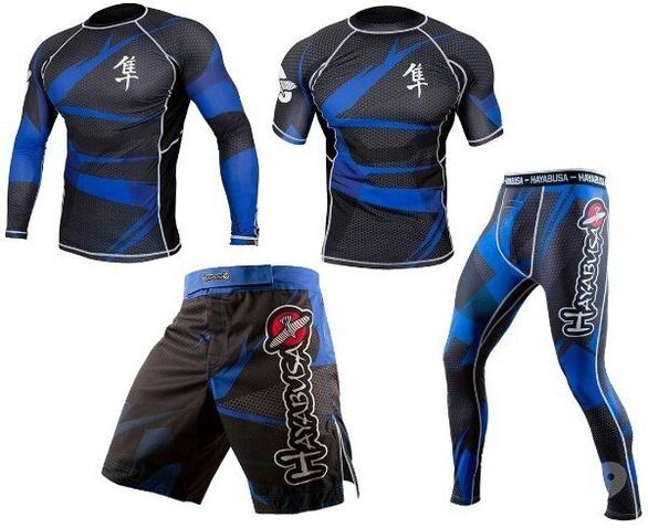 MMA Achilles, бойцовский клуб, боевое самбо, панкратион - Компрессионный комплект Hayabusa Metaru синий