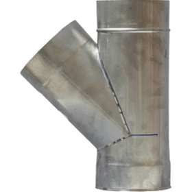 Трійник одностінний 45* 180мм 0,6мм AISI 304 з нержавіючої сталі