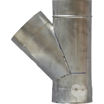 ТЕПЛОДОМ, отопительные системы - Тройник одностенный 45* 180мм 0,6мм AISI 304 из нержавеющей стали