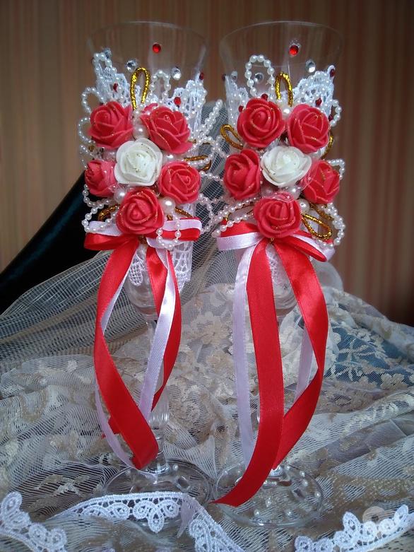 OROVI, Оформлення та організація свят - Весільні бокали (келихи) в червоному кольорі