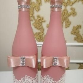 Свадебное шампанское в розовом цвете
