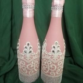 Свадьба - Свадебное шампанское в розовом цвете, стразы