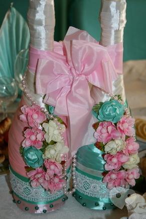 Фото 6 - OROVI, Оформление и организация праздников - Оформление свадебных бокалов (фужеров), шампанского, свечей, подвязки невесты
