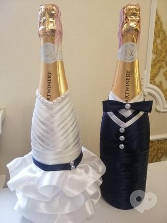 Фото 7 - OROVI, Оформлення та організація свят - Оформлення весільних келихів (бокалів), шампанського, свічок, підв’язки нареченої
